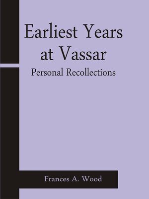 cover image of Earliest Years At Vassar